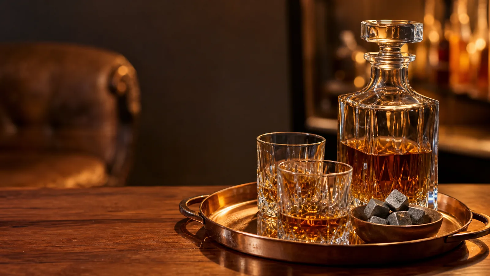 Plateau de service à whisky