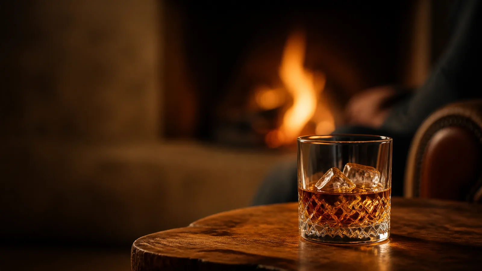 Verre de dégustation de whisky au coin du feu